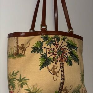 Isabella Fiore Monkey Palm Tree Canvas Tote